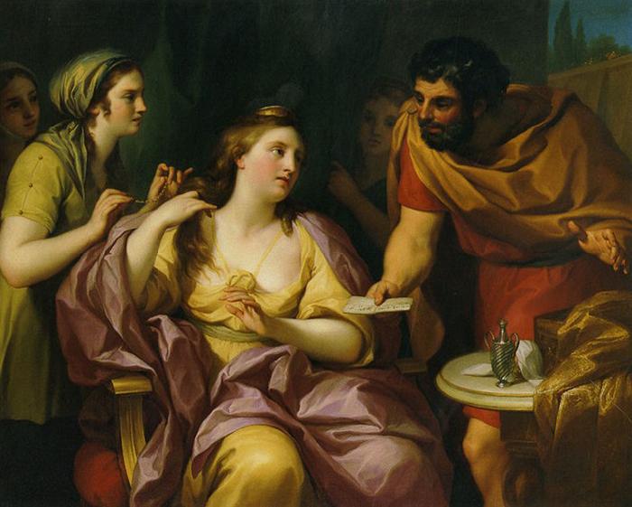 Anton Raphael Mengs Semiramis Receives News of the Babylonian Revolt by Anton Raphael Mengs. Now in the Neues Schloss, Bayreuth